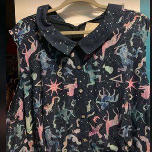 Modcloth Women's Dress 4X Blue Zodiac